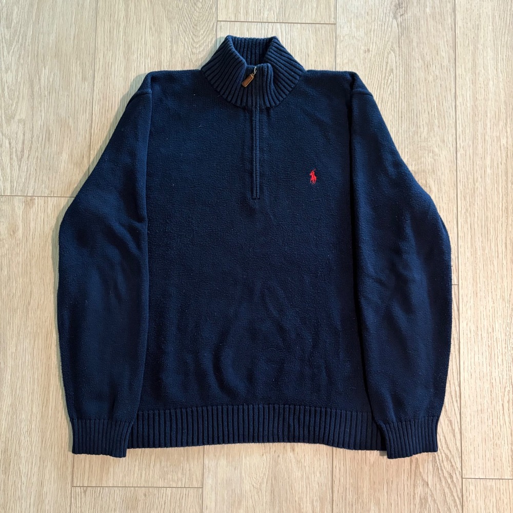 Vintage 90s Polo Ralph Lauren Blue Label Quarter Zip 1/4 Size Large